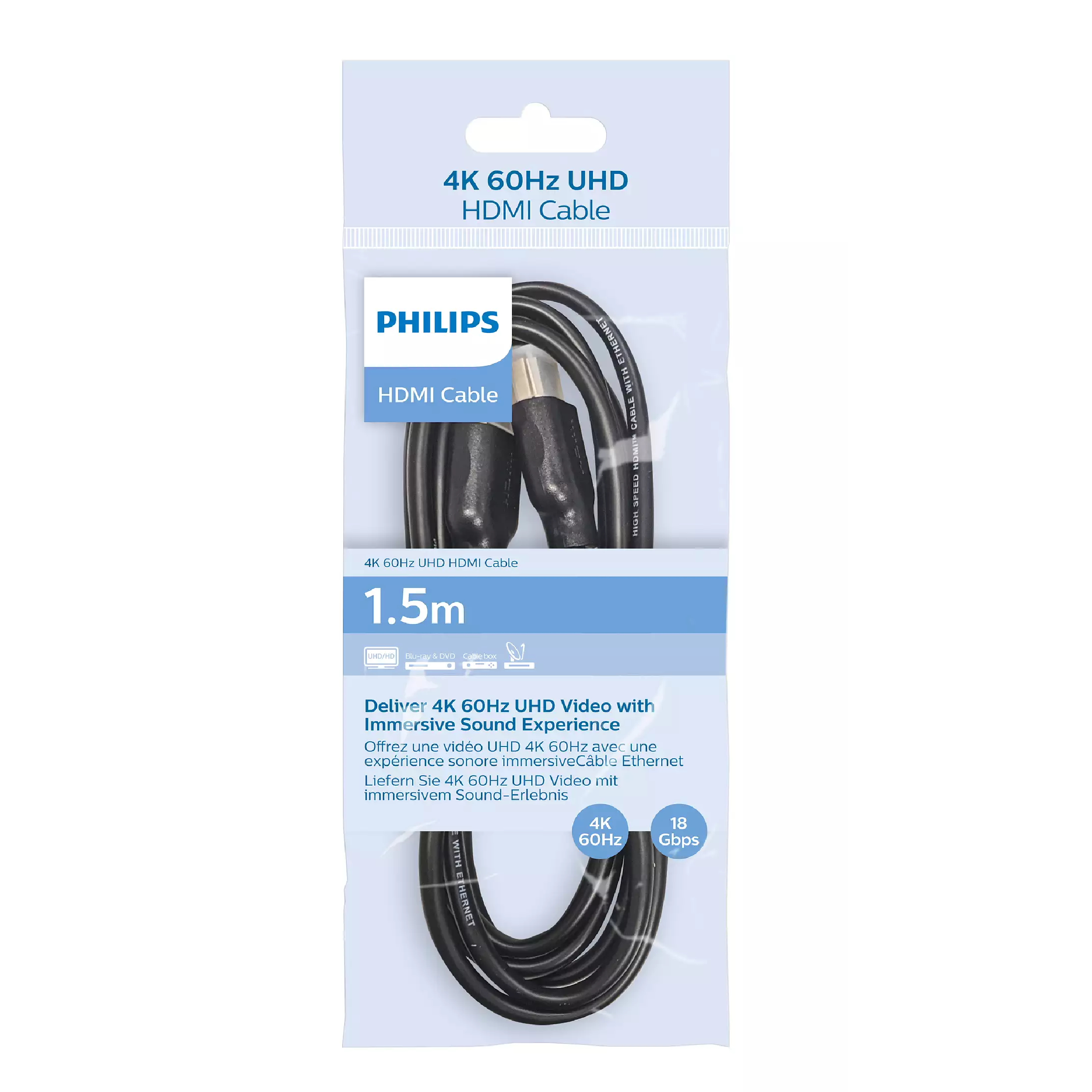 Philips HDMI Cable 4K 60Hz 18 GBPS 1.5M